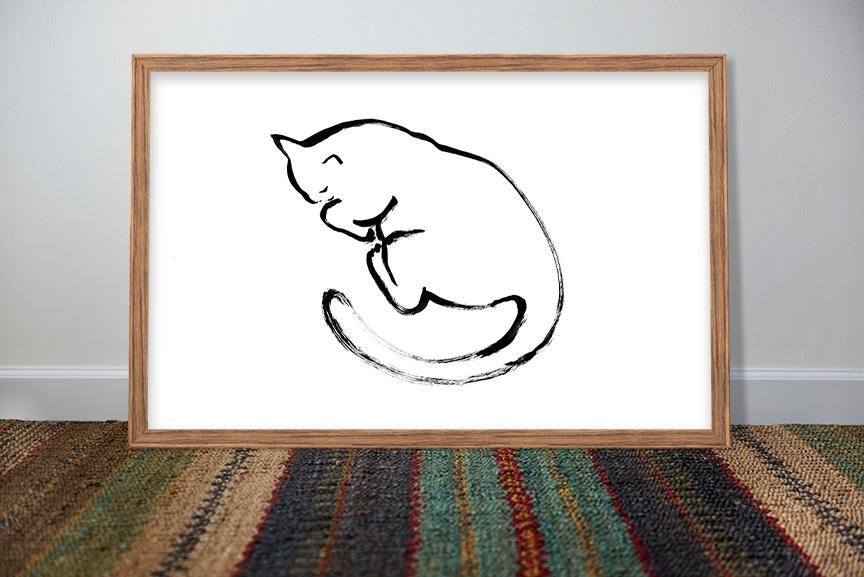 Sleeping Cat Drawing | Nursery Wall Decor | Instant Download Cat Art | Cute Cat Decor for Children's Room