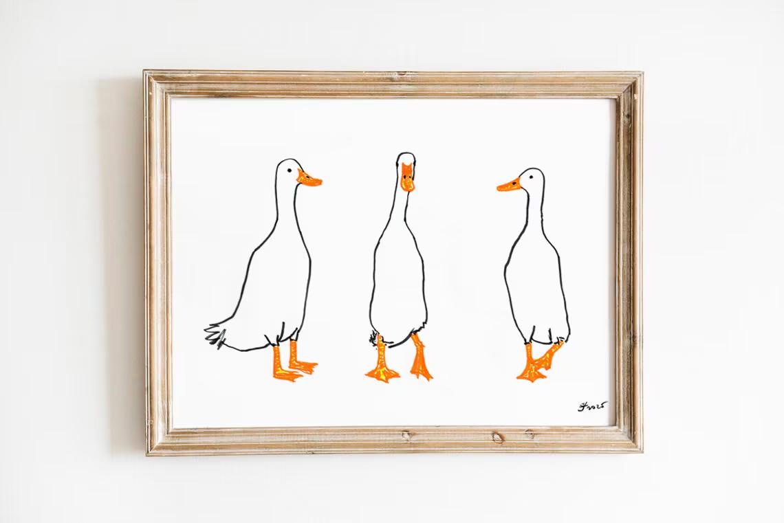 Set of 4 Silly Goose Prints, Digital Download, Nursery Cowgirl Goose Wall, Trendy Western Wall Art, Farmhouse Decor, Cowboy Goose Poster