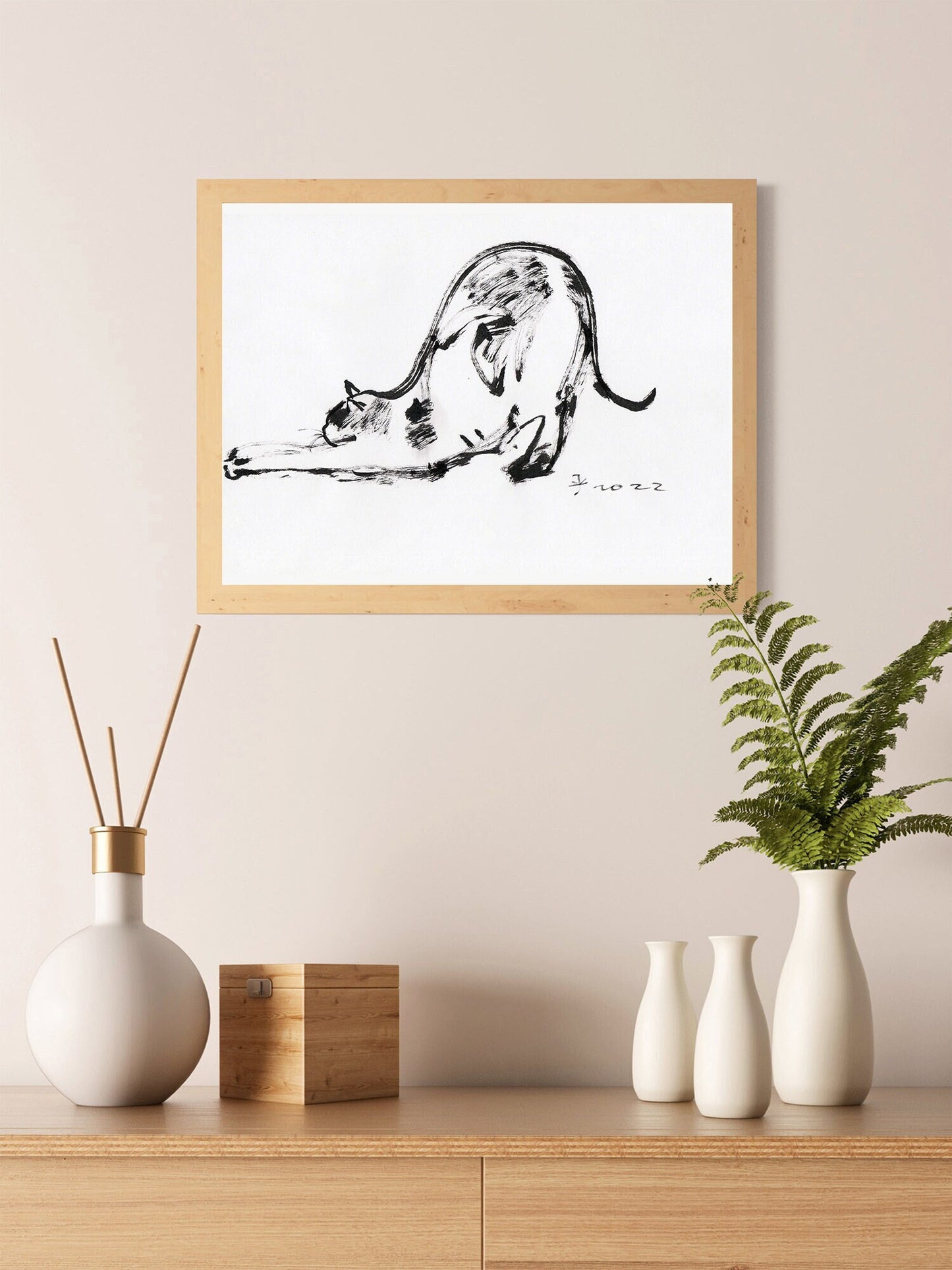 Morning Cat Wall Art Print, Printable Digital Download, custom cat wall print, Funny cat, Yoga, Fitness, Gym gift wall decor