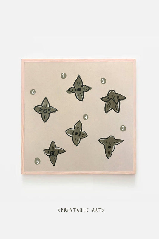 Water Caltrop Cute Printable Nursery Art, Square Cute Print, Ocean Wall Prints, Nursery Wall Art, Digital Download, Print Downloadable