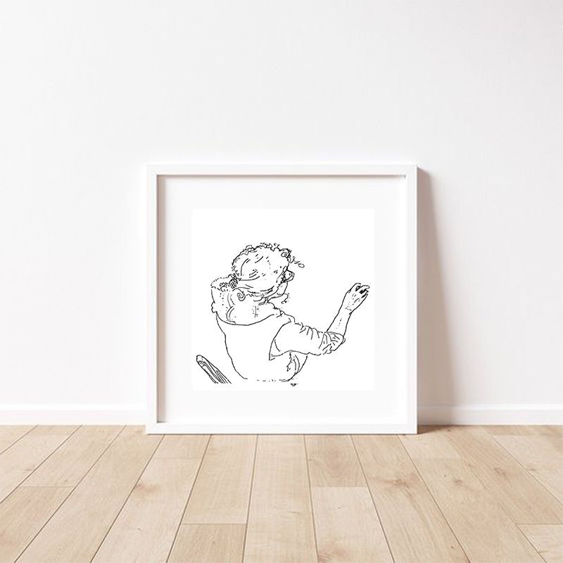 Sketch of Girl Wall Art Print Line Art Digital Printable ~ Download Print, Minimalist Home Decor Gift for Her Gallery Sketch black and white
