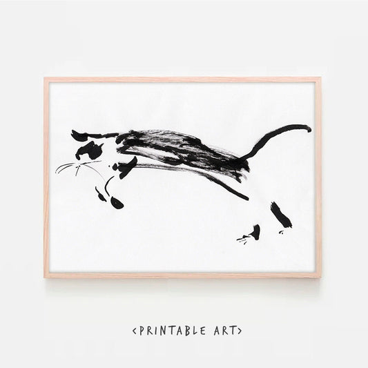 Cat Jump 1, custom cat wall print - digital download gift wall decor