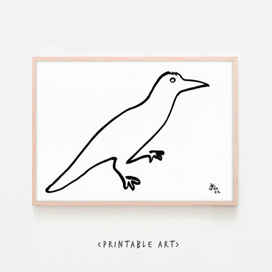 Crow Minimalist Print, Digital Download, Raven Wall Art, Bird Lover Gifts, Silhouette Line Art, Crow Png, Crow Svg, Minimalist Home Decor