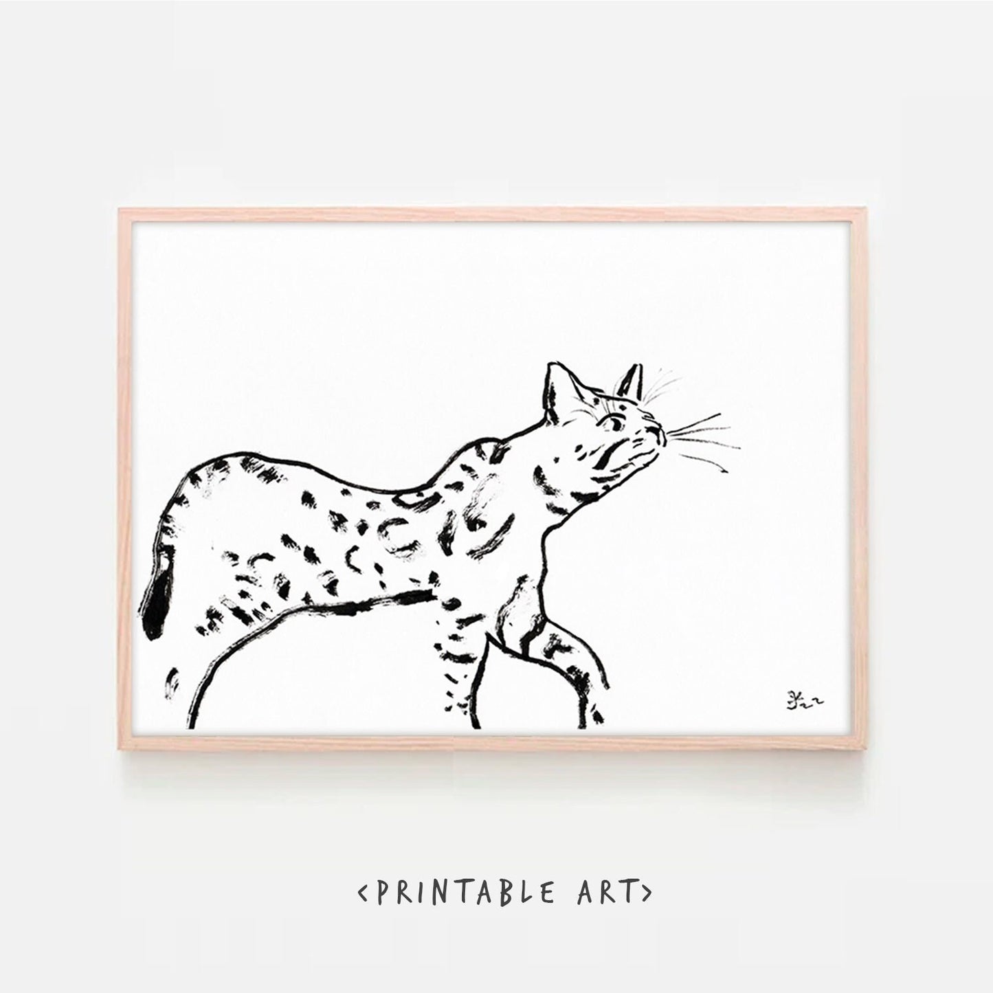 Leopard Wild Cat, Wall Art Print, Leopard cat, bengalensis cat, asian cat, jungle cat digital download, cat gift wall decor