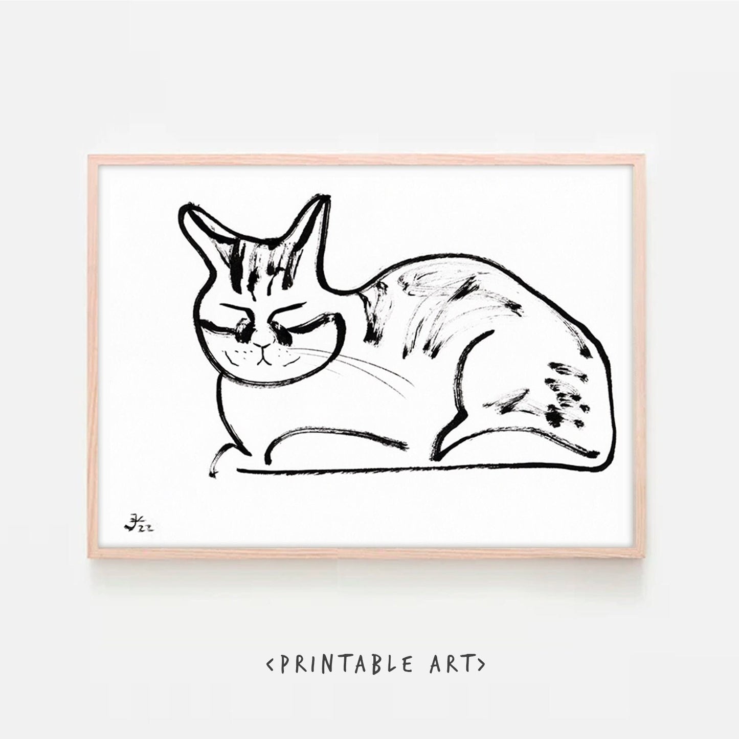 Sleeping Cat Wall Art Print, Printable Digital Download, Sphinx 2, custom cat wall print, chill cat nigh home pet gift wall decor