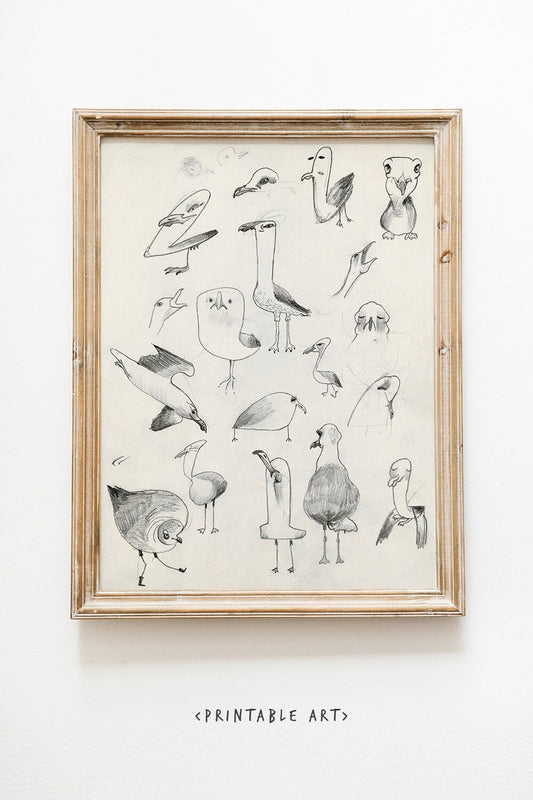 Seagull Print, Funky Wall Art, Coastal Print, Bird Printable Wall Art, Digital Print Seagull, Summer Print, Bird Seagull Art, Funny Wall Art