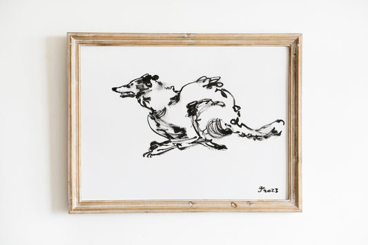 Hunting Dog, Borzoi or Russian Hunting Sighthound, Borzoi Printable Art, Borzoi Drawing, Borzoi Lover, Instant Download, Russian Wolfhound