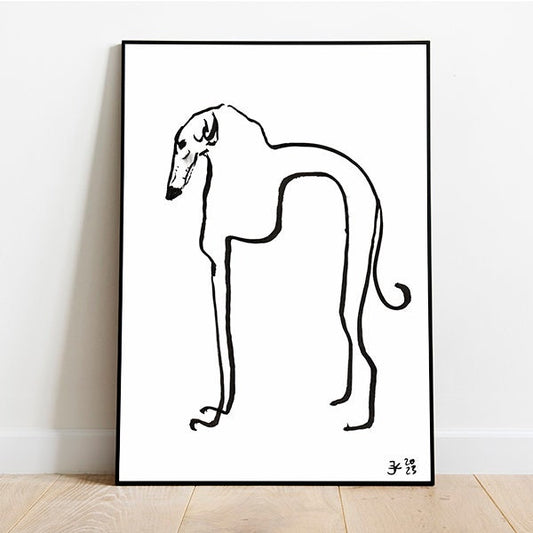 Greyhound Print, Whippet Gifts, Digital Download, Greyhound Adoption, Whippet Art, Sighthound Drawing, Galgo Print, Galgo Digital