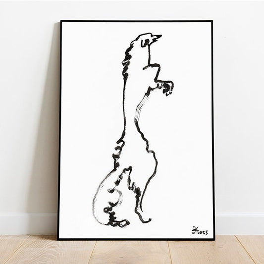 Borzoi Dog Art Print, Black and White Borzoi, Borzoi Drawing, Minimalist Borzoi, Borzoi Art, Printable Borzoi, Russian Wolfhound