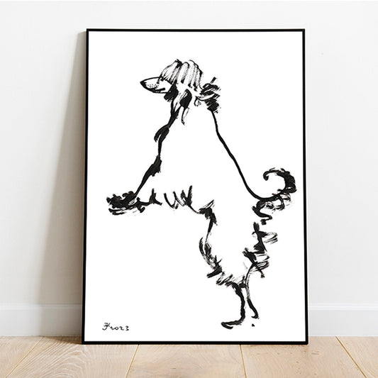 Borzoi Art Print, Standing dog, Funny Borzoi, Black & White Borzoi, Minimalist Borzoi, Gift for Borzoi Lover, Borzoi Poster, Cute Borzoi Art