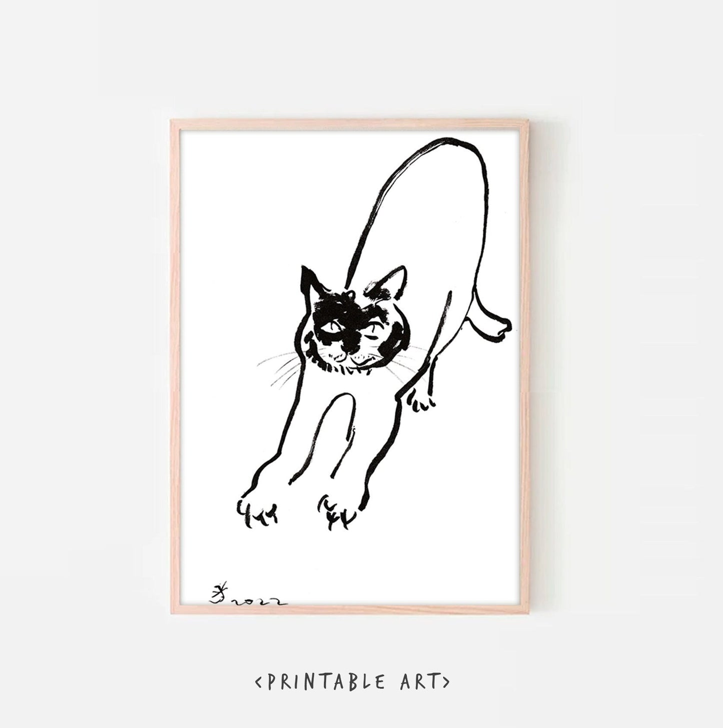 Funny cat  Wall Art Print, Printable Digital Download, Cat Nails, Stretching Custom Cat - digital download nails gift wall decor