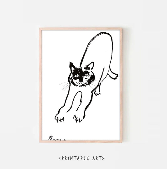 Funny cat  Wall Art Print, Printable Digital Download, Cat Nails, Stretching Custom Cat - digital download nails gift wall decor