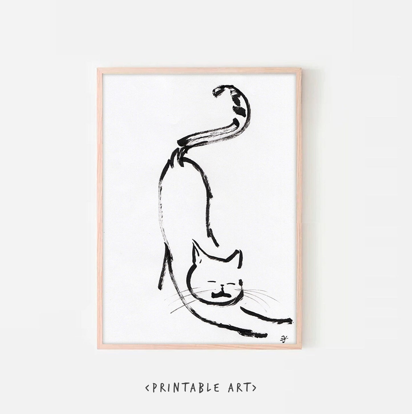Stretching Cat Wall Art Print, Printable Digital Download, custom cat wall print, funny cat print, gym fitness aerobic sport gift wall decor