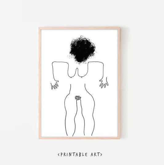 Fine art nude digital print, Nude 2 - instant download gift wall decor