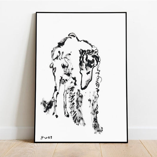Borzoi Digital Download, Printable Borzoi, Instant Download, Borzoi Minimalist, Black and White Borzoi Art, Russian Wolfhound