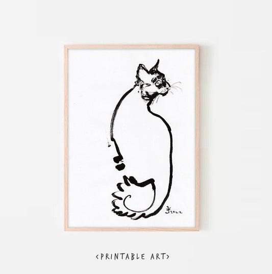 Cat Wall Art Print, Printable Digital Download, custom cat wall print, funny cat print