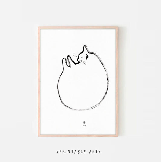 Bedroom Art, Nursery Wall Art Print, Minimalist Cat wall decor, cat print, cat Art Print, digital download, Gift for Her, Cat Lover Gift