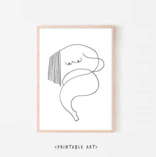 She - Fine art nude digital print, instant download gift wall decor