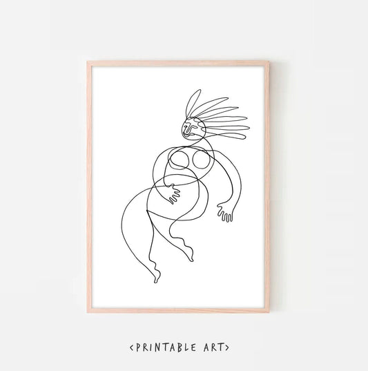 Fine art nude digital print, Line Nude - instant download gift wall decor