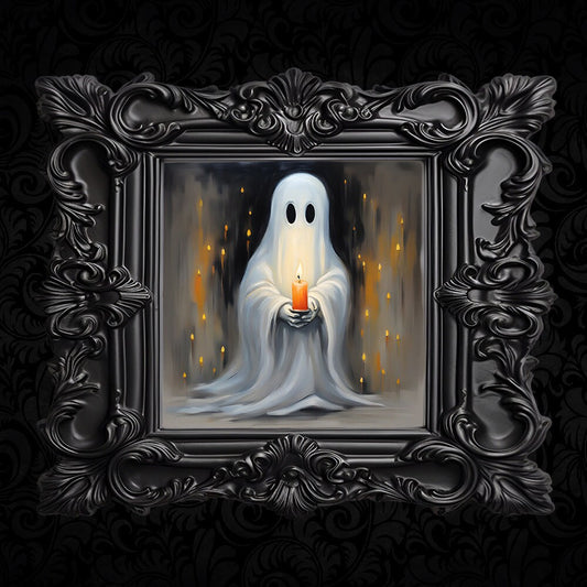 Ghost Holding A Candle, Halloween Printable, Dark Academia, Halloween Decor, Art Poster Print, Haunting Ghost, Whimsical Halloween Print