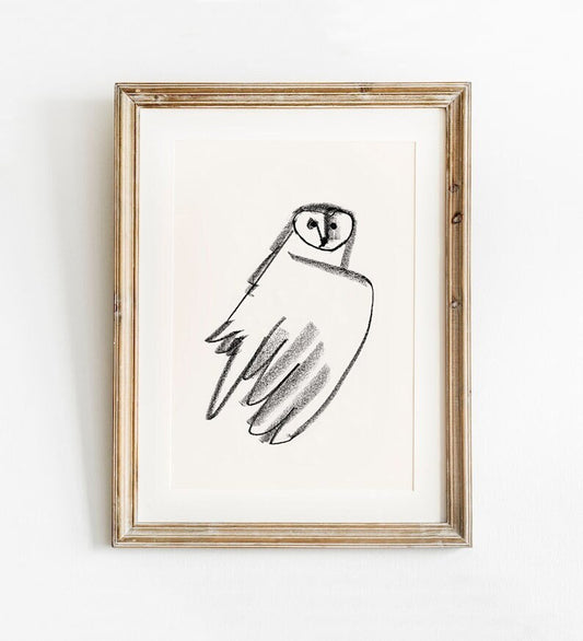 Owl Minimalist Print, Black and White Owl Poster, Hedwig Owl Art, Owl Gift, Owl Wall Decor,