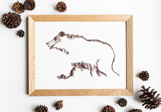 California Bear Print, Woodland Animals, Christmas Wall Art, Minimalist Bear Drawing, Bear Lover Gift, Bear Printable, Rustic Print
