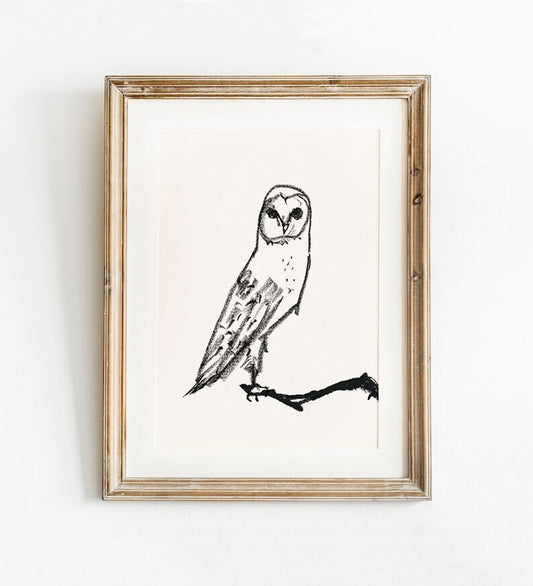 Owl Printable Hand Drawn Wall Art, Owl Decor, Owl Print, Owl Lover, Owl gift, Christmas Owl, Nursery Owl Print, Farmhouse decor, Bird Print