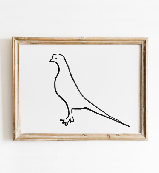 Dove Print, Digital Download, Minimalist Wall Decor, Simple prints, Symbol of Peace, Bird Art Print, Picasso Bird, Pigeon Gifts