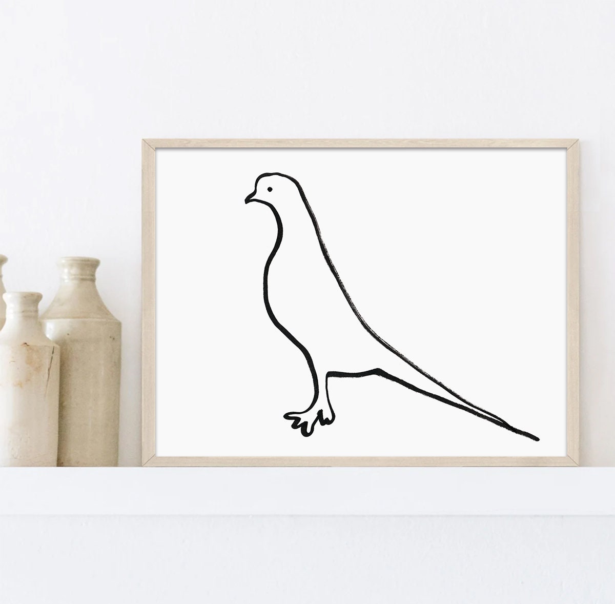 Dove Print, Digital Download, Minimalist Wall Decor, Simple prints, Symbol of Peace, Bird Art Print, Picasso Bird, Pigeon Gifts