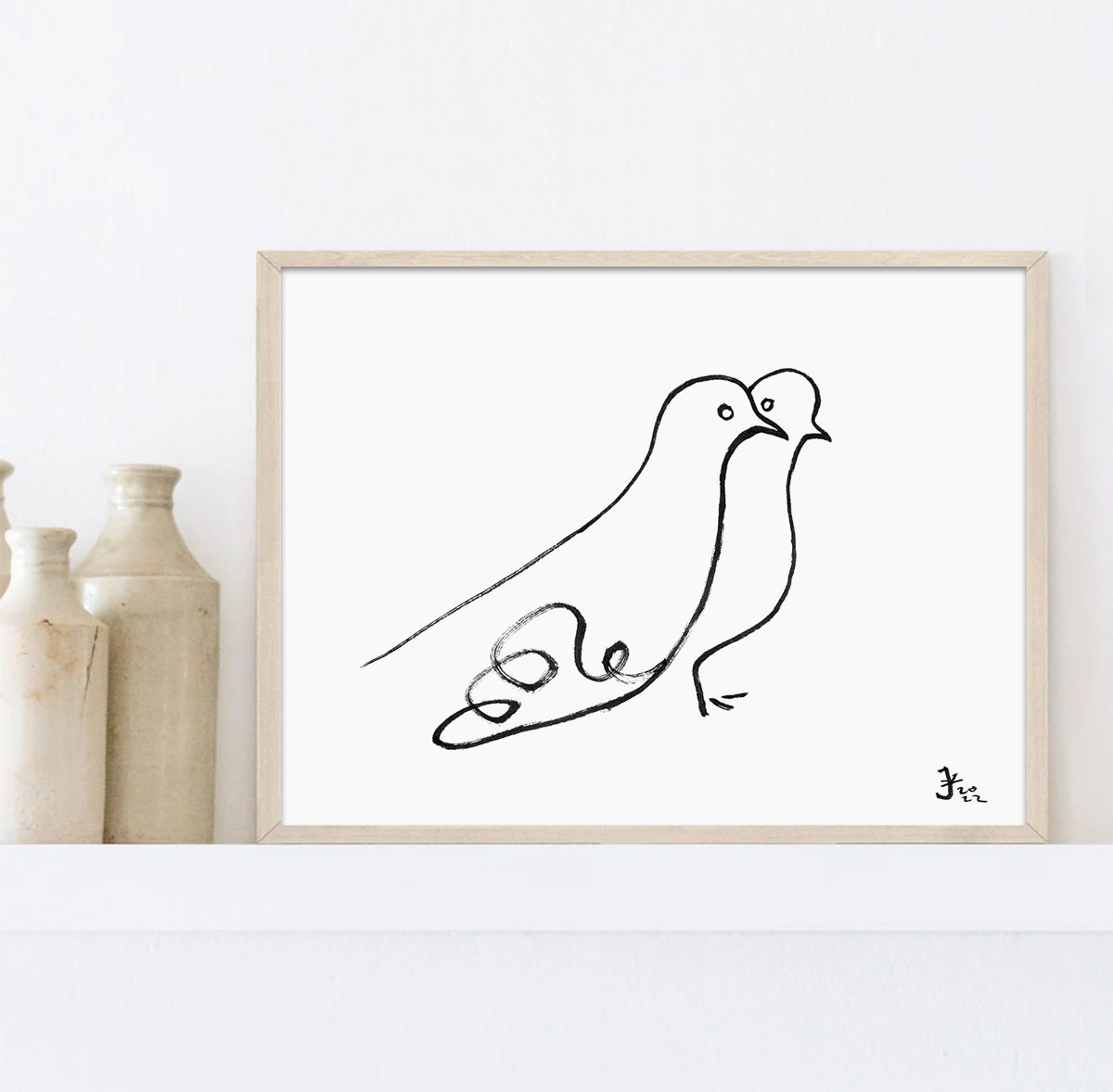 Pigeon Lover Gifts, Printable Wall Art, Mourning Dove, Bird Art Print, Digital Download, Valentine Day Decor, Dove Print, Minimalist Drawing