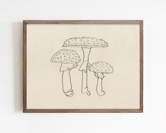 Mushroom Printable Cottagecore Decor, Wall Art, Autumn Aesthetic, Minimalist Fungi Drawing, Vintage Instant Download Print, Farmhouse Decor
