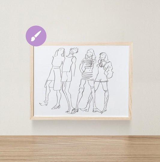 School Fashion ~ Hand Drawn Original Pencil Drawing ~ Girlish Friendship ~ Back to School Wall Art ~ A4 Jenea Kaitaz  (11.7 x 8.3 inch)