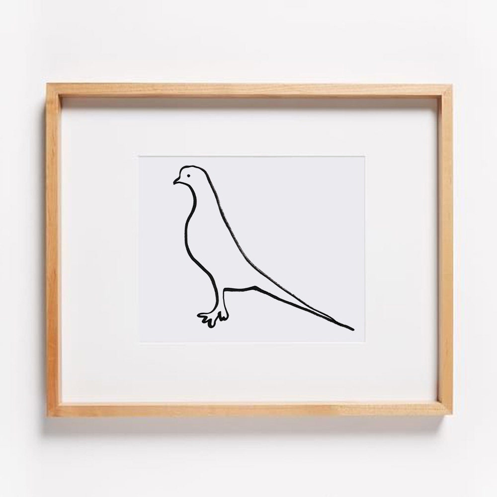 Dove Print, Digital Download, Minimalist Wall Decor, Simple prints, Symbol of Peace, Bird Art Print, Picasso Bird, Pigeon Gifts