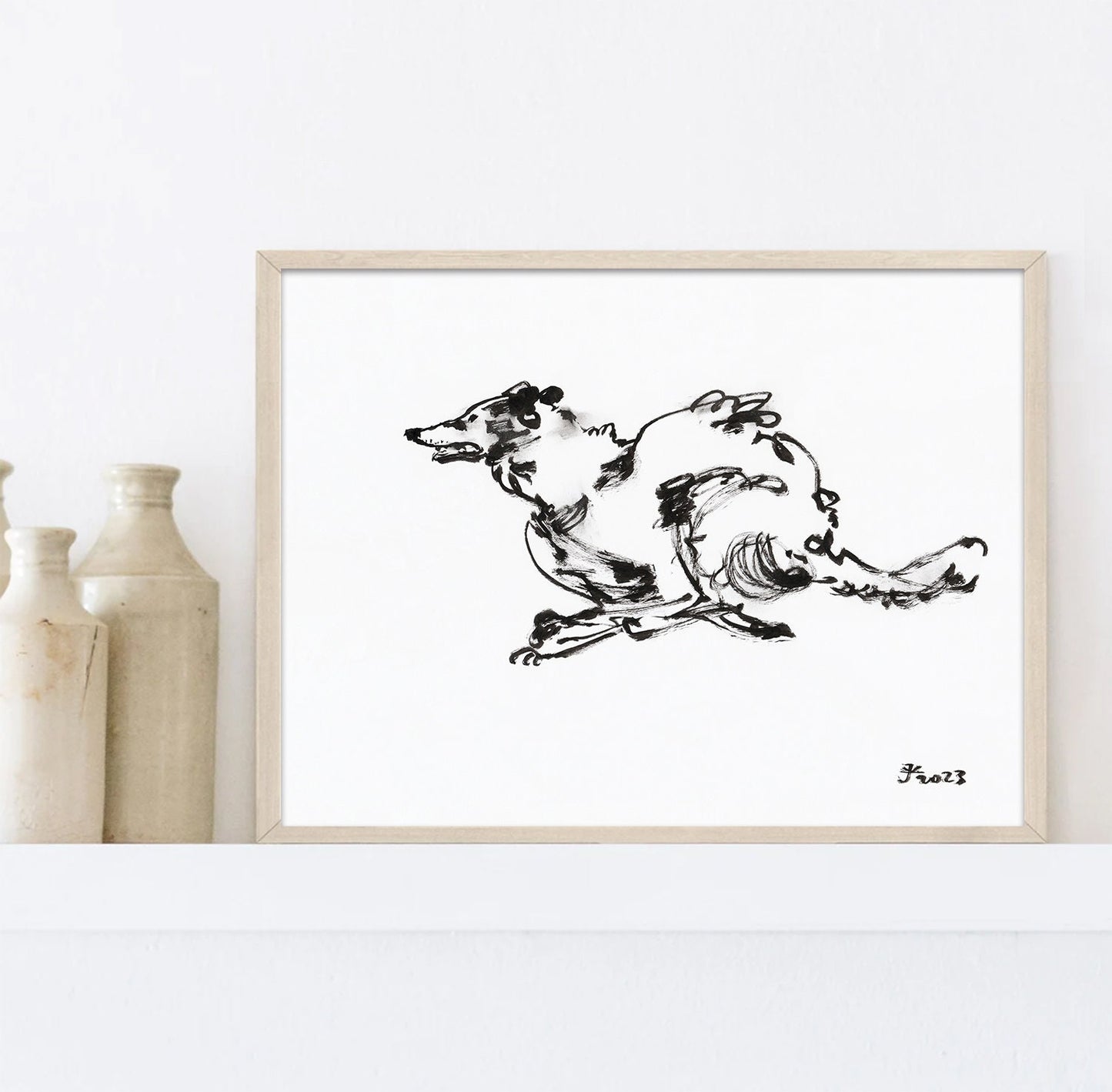Hunting Dog, Borzoi or Russian Hunting Sighthound, Borzoi Printable Art, Borzoi Drawing, Borzoi Lover, Instant Download, Russian Wolfhound