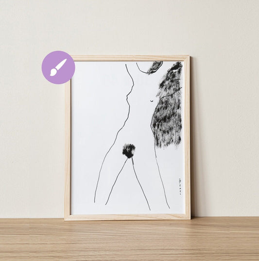 Fine Art Nude ~ Hand Drawn Sketch, Modern Nude Art, Original Ink Drawing, Female Nude Art, Nude Bedroom Art, Modern Nude Art, Sexy nude Art