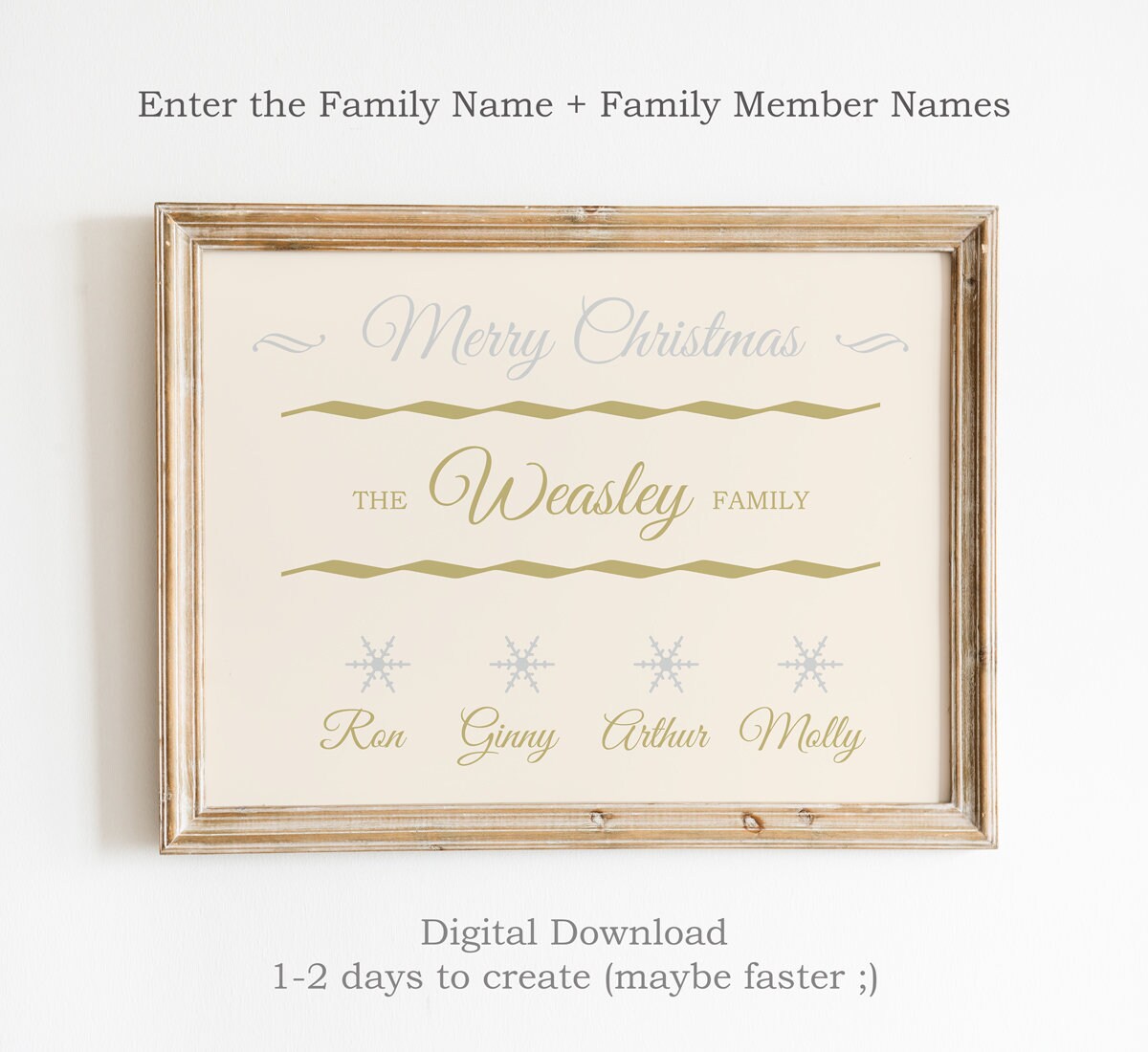 Personalised Christmas Family Print, Digital Download, Christmas Custom Gifts, Holiday Decor, Christmas Decor, Personalised Name Print