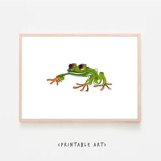 Frog Room Decor, Digital Download, Frog Printable, Frog Ornaments, Frog Png, Frog Decor, Cute frog, Frog Print, Funky Wall Art