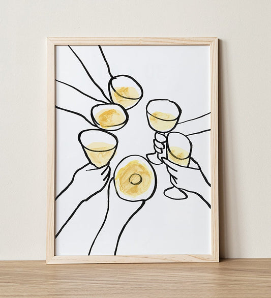 Cheers Sign, Drinks Poster, Christmas Decor, Bar Cart Wall Decor, Cheers Illustration