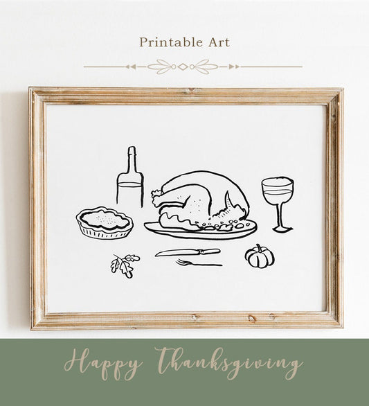 Thanksgiving Card Printable, Kitchen Thanksgiving Decor, Kitchen Wall Art, Printable Thanksgiving Print, Food Prints, Thanksgiving Menu Art