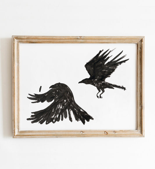 Crow Print, Digital Download, Raven Illustration, Black Bird Poster, Crow Png, Crow Svg, Dark Raven Art, Halloween Decor, Edgar Allen Poe