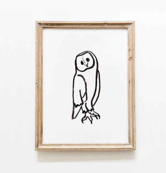 Owl Poster, Woodland Creatures Baby Shower, Barn Owl Art Print, Witchy Room Decor, Owl Digital Download, Minimalist Owl Drawing, Owl Png