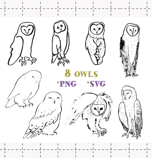 Owl Svg, Owl Png, Owl Outline, Owl Cut file, Owl Clipart, Barn Owl Svg, Snowy Owl Swg, Snowy Owl Png, Barn Owl Png, Owl Svg for Cricut