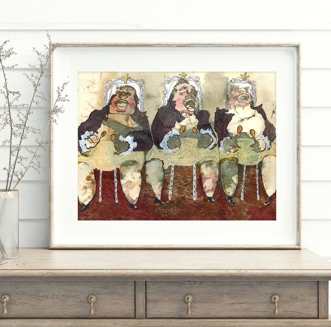 Fried Chicken Print, Kitchen Dining Room Wall Decor, Digital Download, Food Art Printable, Food Drawing