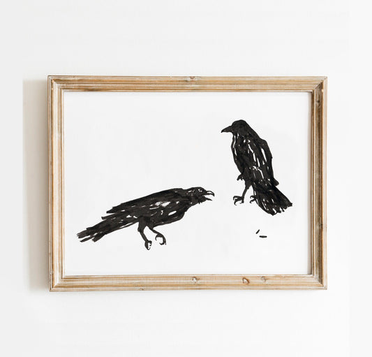 Crow Art, Minimalist Crow Art, Crow Sketch, Gifts for Goth, Crow Drawing, Spirit Animal Print, Edgar Allen Poe, British Garden Birds, Raven