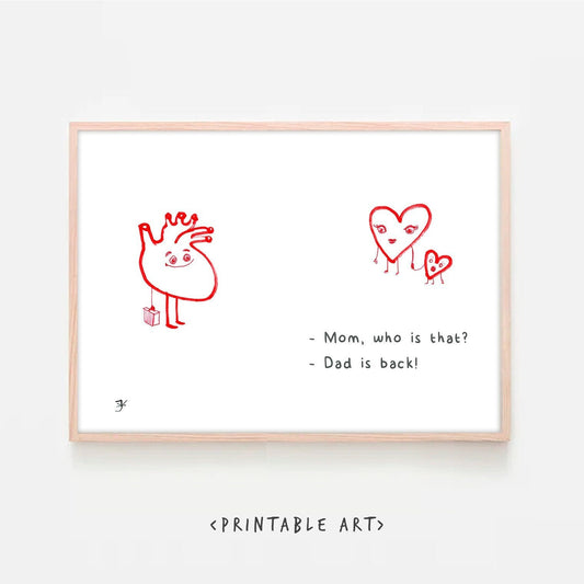 Art from the Heart, Printable Funny Wall Art, Heart Art, Family Reunion Decor, Father's Day Print, Digital Download, Valentines Day Print