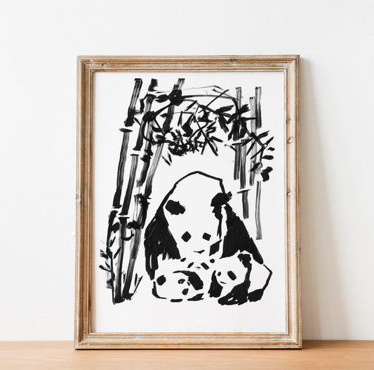 Panda Print, Printable Wall Art, Panda Party Decor, Mothers Day Print, Panda Poster, Digital Download, Panda Kids Art, Nursery Animal Decor