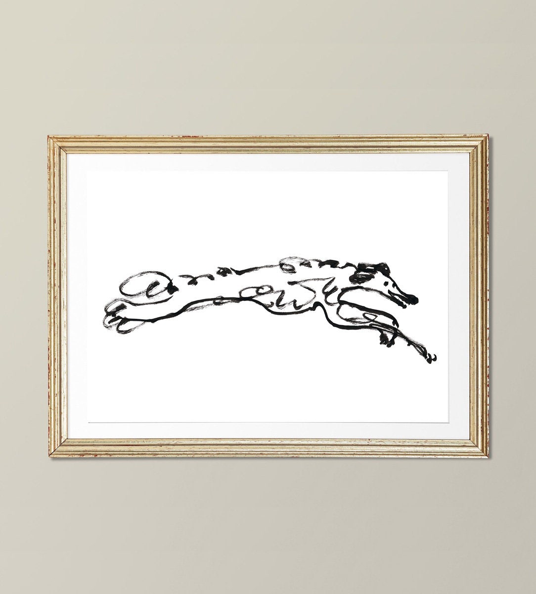 Sighthound Print, Happy Running Dog, Digital Download, Dog Lover Gifts, Whippet Owner Gift