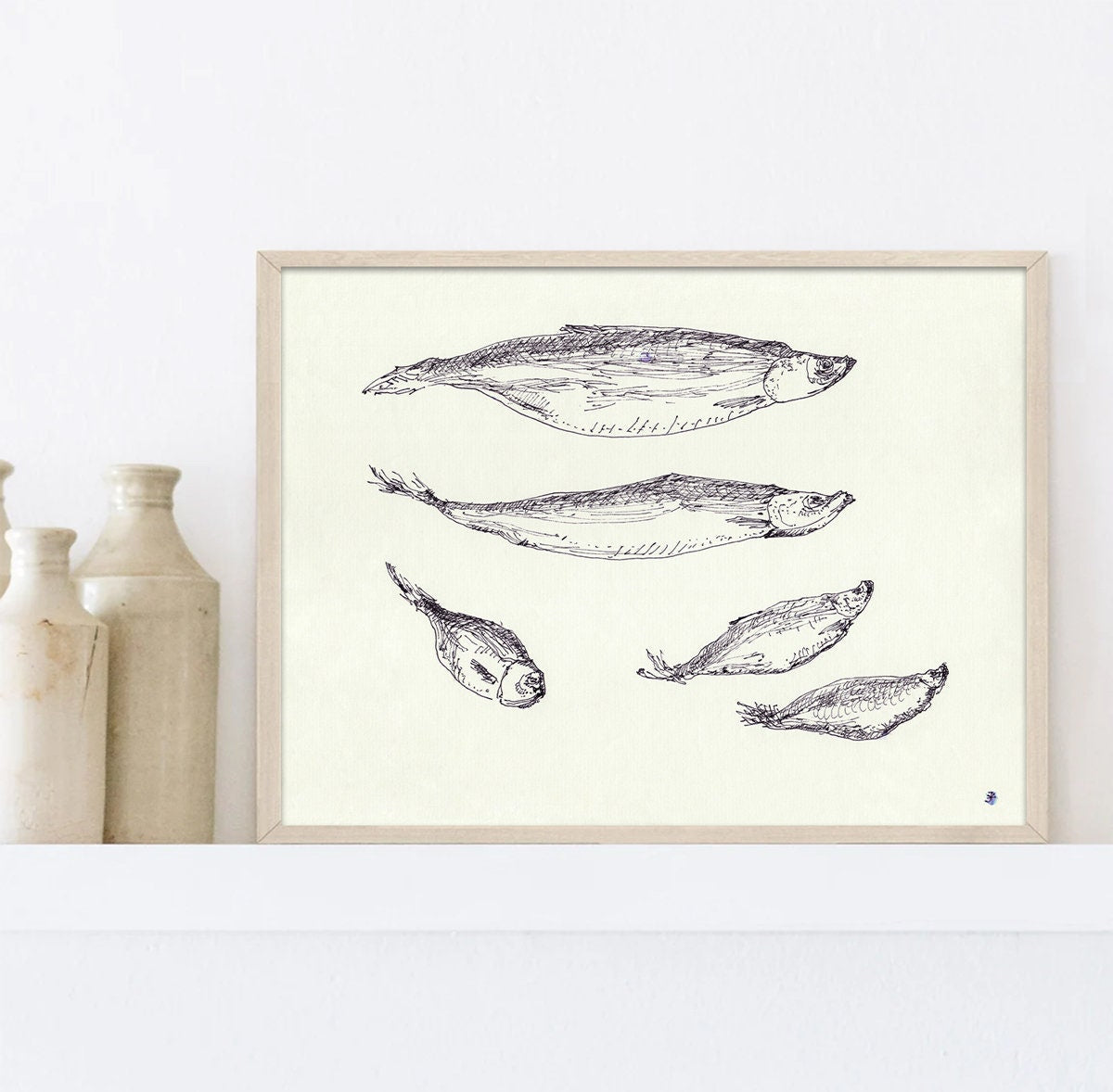 Kitchen Fish Decor, Digital Download, Minimalist Fish Print, Modern Coastal Wall Decor, Sea Life Print, Fish Sketch, Printable Fish Art