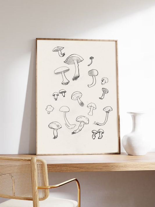 Mushroom Printable Vintage Decor ~ Farmhouse Print ~ Mushrooms Aesthetic Wall Art ~ Cottagecore Decor ~ Forest Download Art ~ Kitchen Decor
