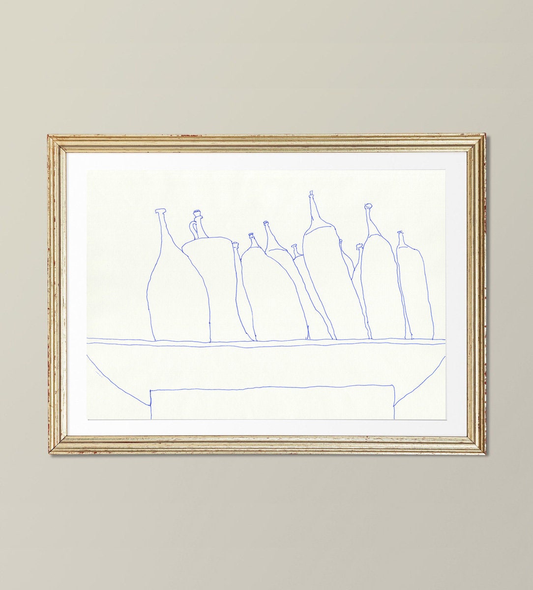 Minimalist Kitchen Print, Printable Bottle Art, Bar Cart Print, Wine Bottle Wall Art, Drink Still Life, French Farmhouse Kitchen Print